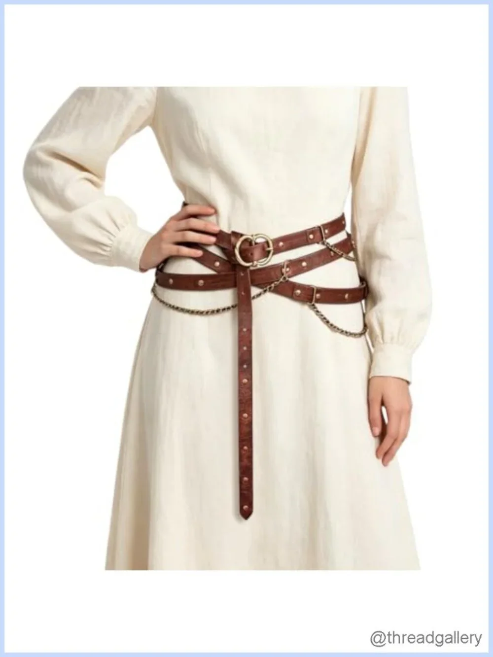 Faux Leather Metal Chain Belt Medieval Pirate Waist Renaissance Cosplay